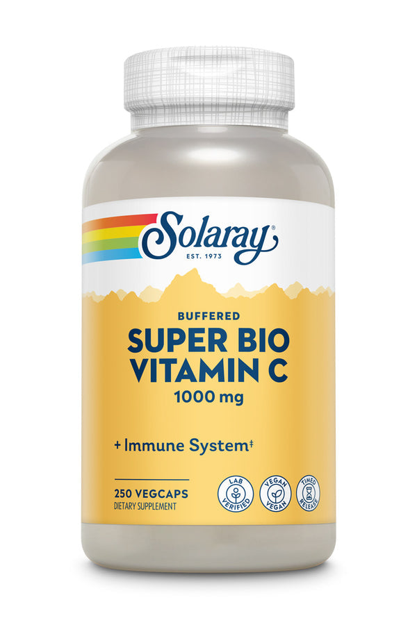 Solaray Super Bio C Buffered, Timed Release Vegan, Veg Cap (Btl-Plastic) 1000mg 250ct