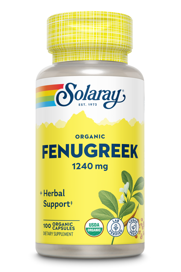 Solaray Fenugreek ORG V, Veg Cap (Btl-Plastic) 620mg 100ct