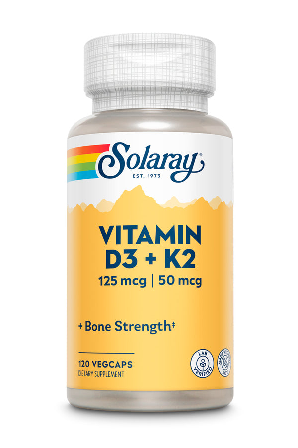 Solaray Vitamin D-3 & K-2, Veg Cap (Btl-Plastic) 120ct