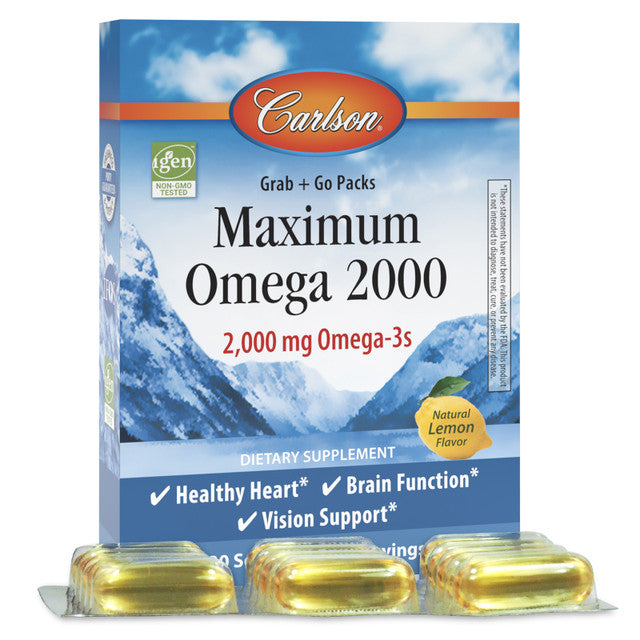 Carlson Labs Maximum Omega 2000 Grab  Go Packs 30 Soft Gels