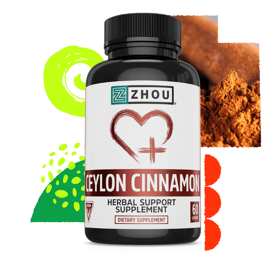 Zhou Nutrition  Ceylon Cinnamon, Veg Cap (Btl-Plastic) 1200mg 60ct