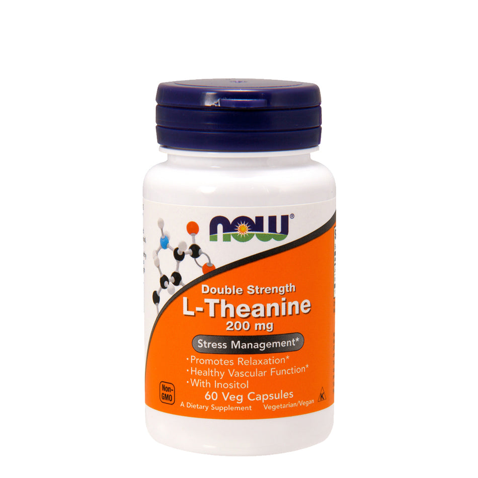 NOW FOOD L-Theanine, Double Strength 200mg 60Veg Capsules