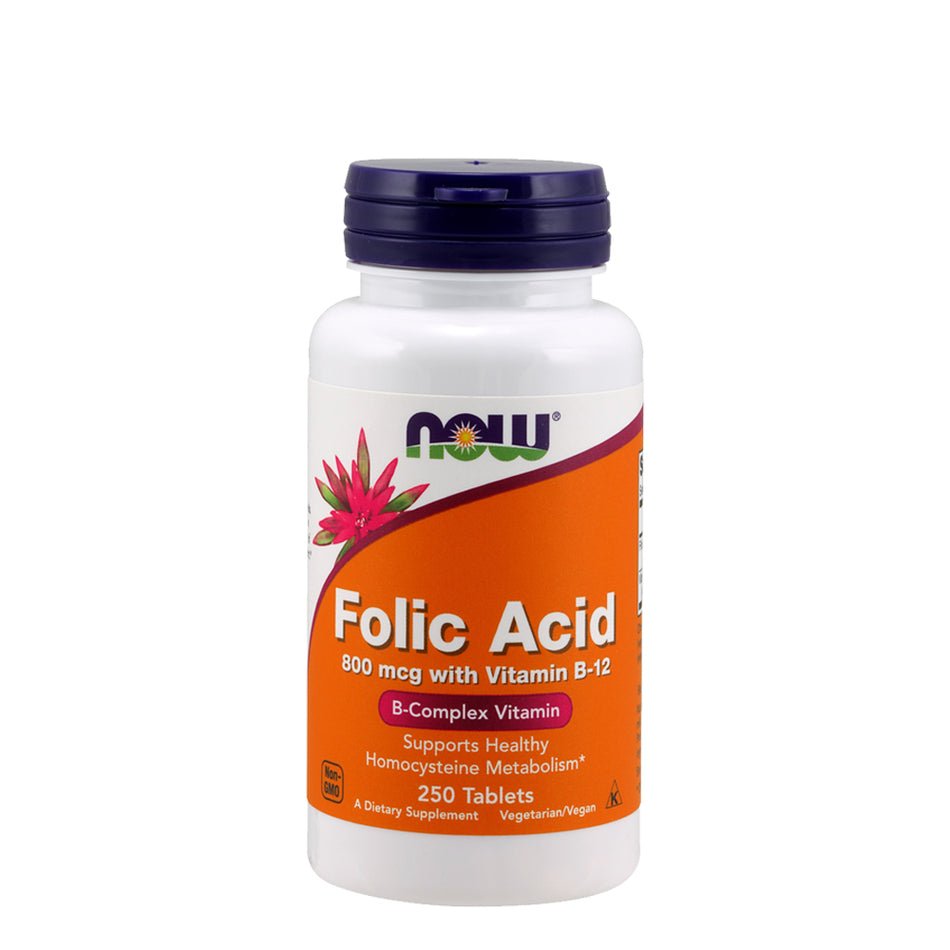 NOW FOOD Folic Acid 800 mcg with Vitamin B-12 250Tablets