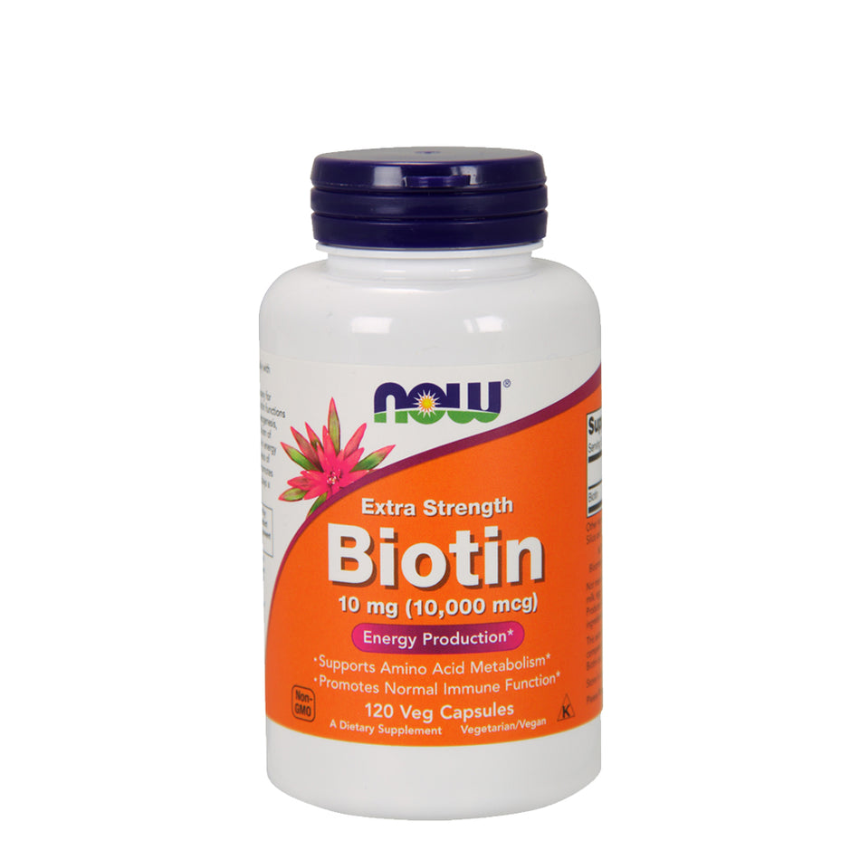 NOW FOOD Biotin 10mg (10,000mcg) Extra Strength 120Veg Capsules