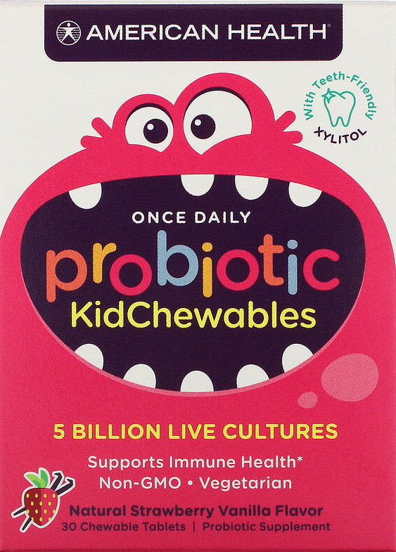 Probiotic Kidchewables Natural Strawberry Vanilla Flavor 30Chewables