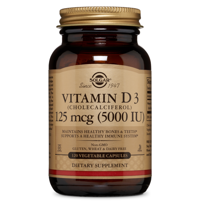 Solgar Vitamin D3 (Cholecalciferol) 5000 IU 120 Vegetable Capsules