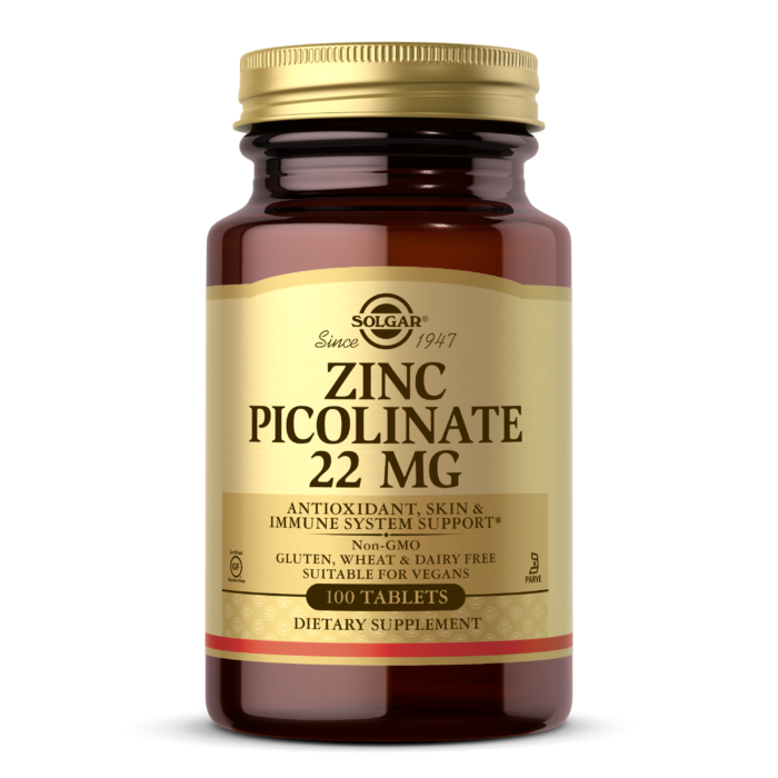 SOLGAR ZINC PICOLINATE 22MG 100TABLETS